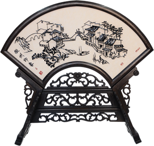 徽州印象古典扇面臺(tái)屏鐵畫系列