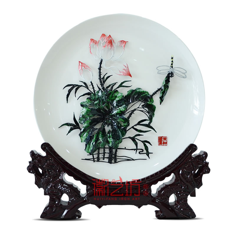 彩色蕪湖鐵畫荷花 家居辦公擺設(shè) 安徽特色文化手工藝禮品