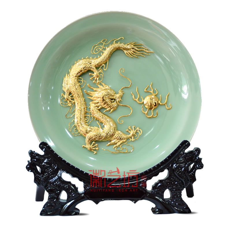 龍泉青瓷金龍鐵畫 家居辦公精致擺件 國家級非遺手工藝術(shù)品