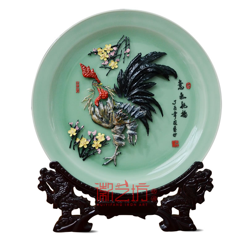 意氣飛揚(yáng)青瓷擺件鐵畫 家居辦公精致擺設(shè) 國家級(jí)非遺手工藝術(shù)品