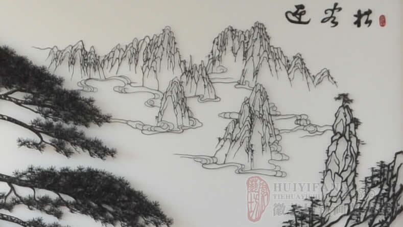 江蘇大力神鏈傳動有限公司作為接待廳壁畫定制的迎客松鐵畫