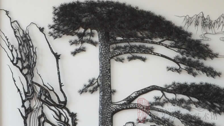 江蘇大力神鏈傳動有限公司作為接待廳壁畫定制的迎客松鐵畫