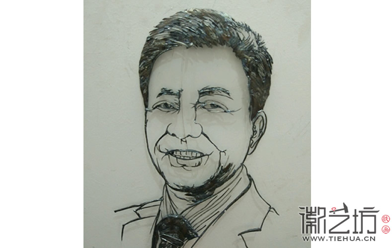 2017.1.3萬達副總裁丁本錫人物肖像鐵畫定制案例3