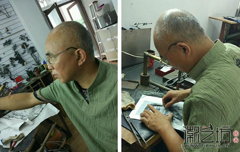 2017.1.3萬達副總裁丁本錫人物肖像鐵畫定制案例5