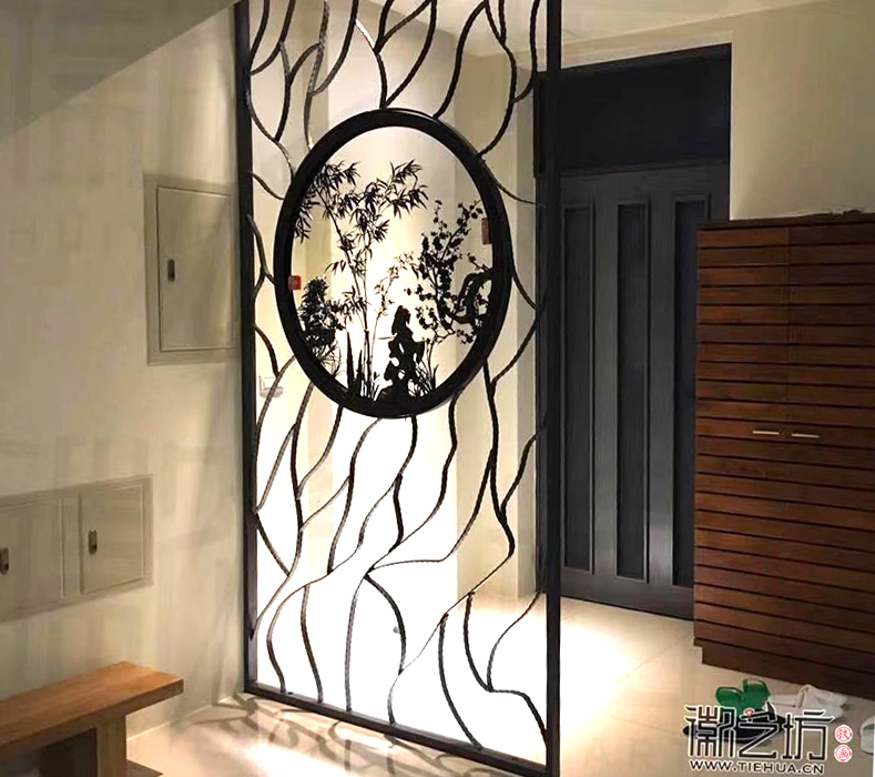 徽藝坊梅蘭竹菊雙面透雕鐵畫(huà)屏風(fēng)2