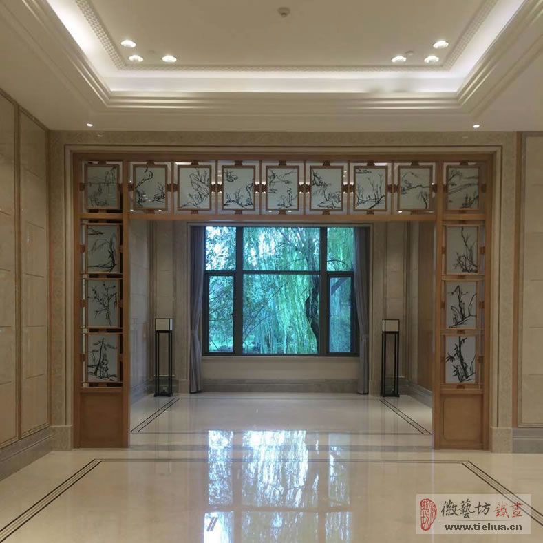 G20峰會(huì)習(xí)主席接待奧巴馬西湖國賓館中式屏風(fēng)隔斷鐵畫《西湖十景》