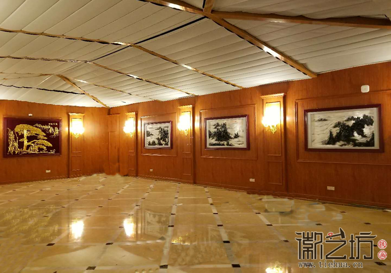 黃山風(fēng)景 上海宇培國際接待大廳彩繪淺浮雕裝飾鐵畫定制案例
