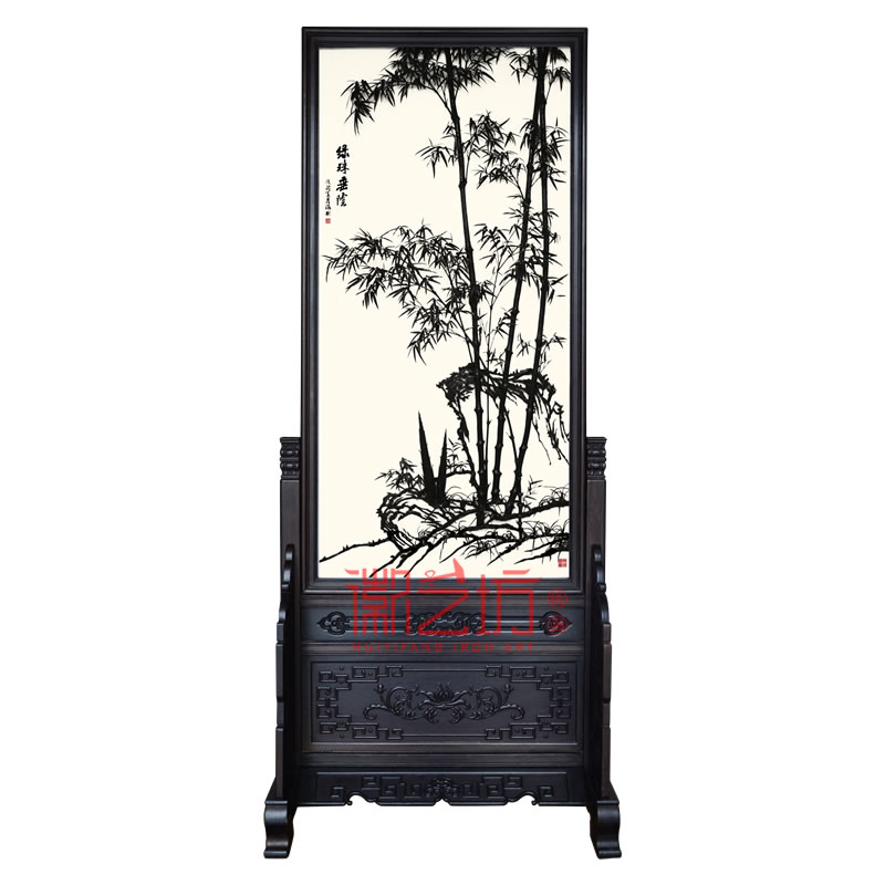 綠柱垂蔭蕪湖鐵畫雞翅木屏風 家庭辦公隔斷屏風 非遺技藝純手工制作