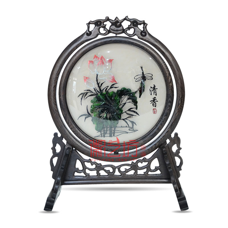 雙面臺屏鐵畫鑲嵌弧面玻璃 商務(wù)會議饋贈禮品 安徽特色手工藝