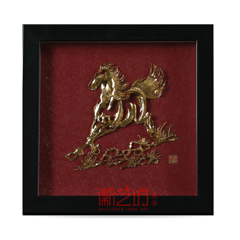 馬到成功金畫擺件 商務(wù)會(huì)議接待禮品  安徽特色手工藝術(shù)品